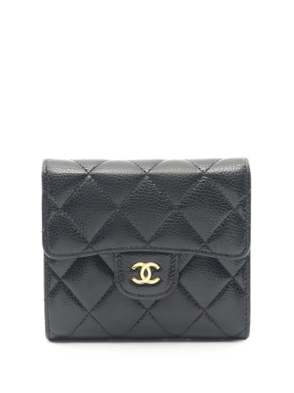 CHANEL Pre-Owned 2021 CC Quilted Caviar Flap Wallet small wallets - Nero