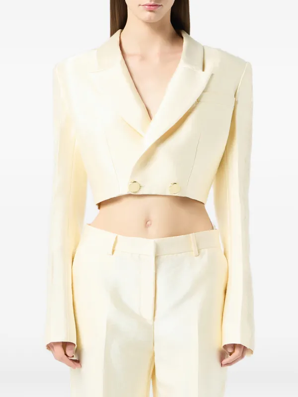 ブルマリン　毛レースジャケット Blumarine レース シングルジャケット | ブルー | FARFETCH JP