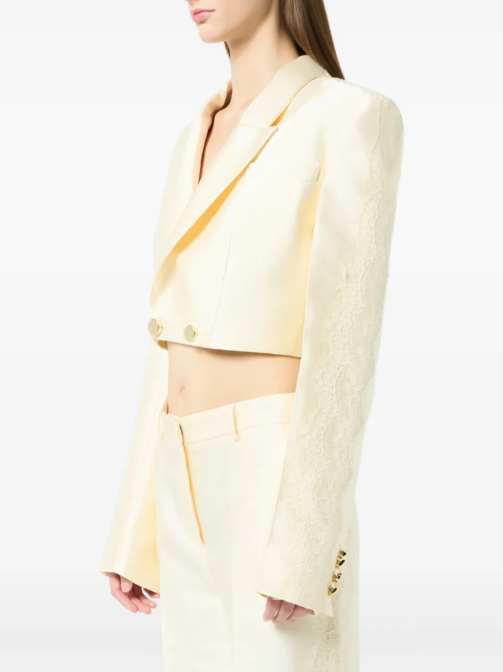 Blumarine Cropped jack met kant Beige