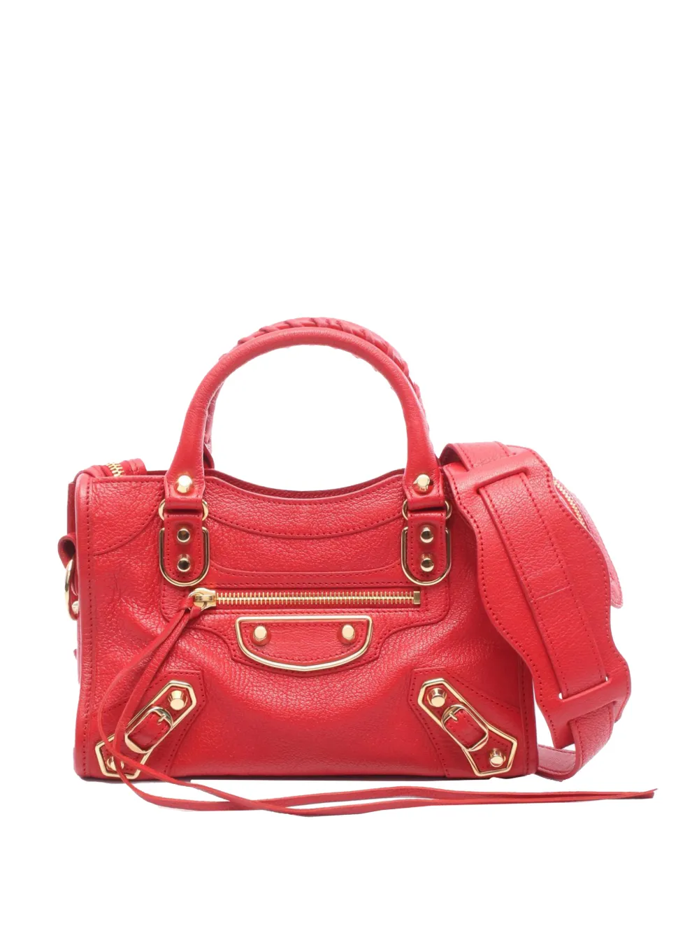 Balenciaga Pre-Owned 2010-2025 Mini Chevre Motocross Classic Metallic Edge City Satchel handbag - Rosso