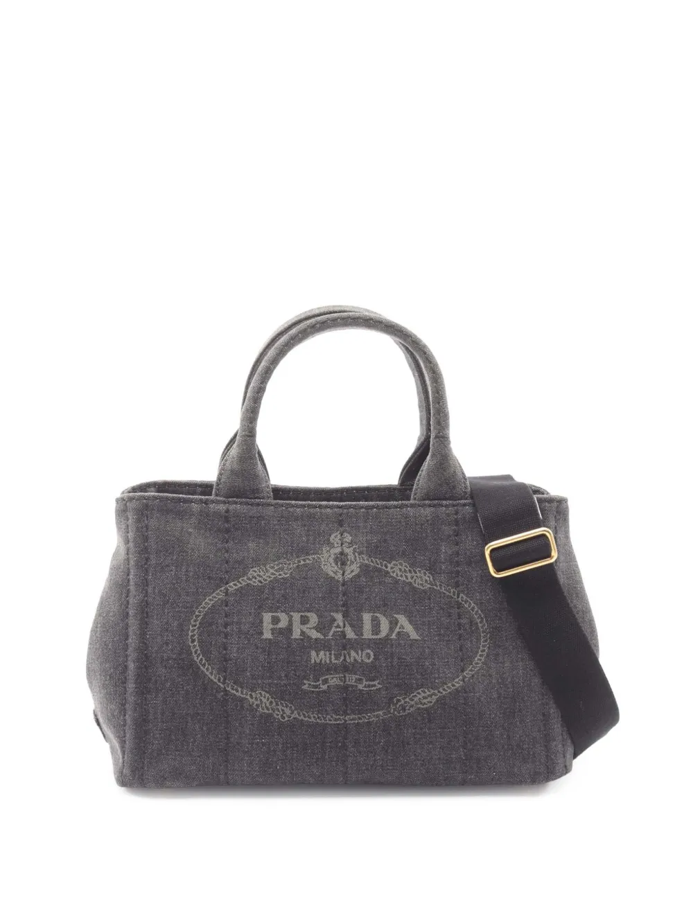 Prada Pre-Owned 2010-2025 Small Denim Canapa Logo satchel - Grigio