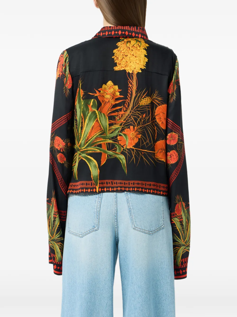 Blumarine Twill blouse met foulard print Zwart