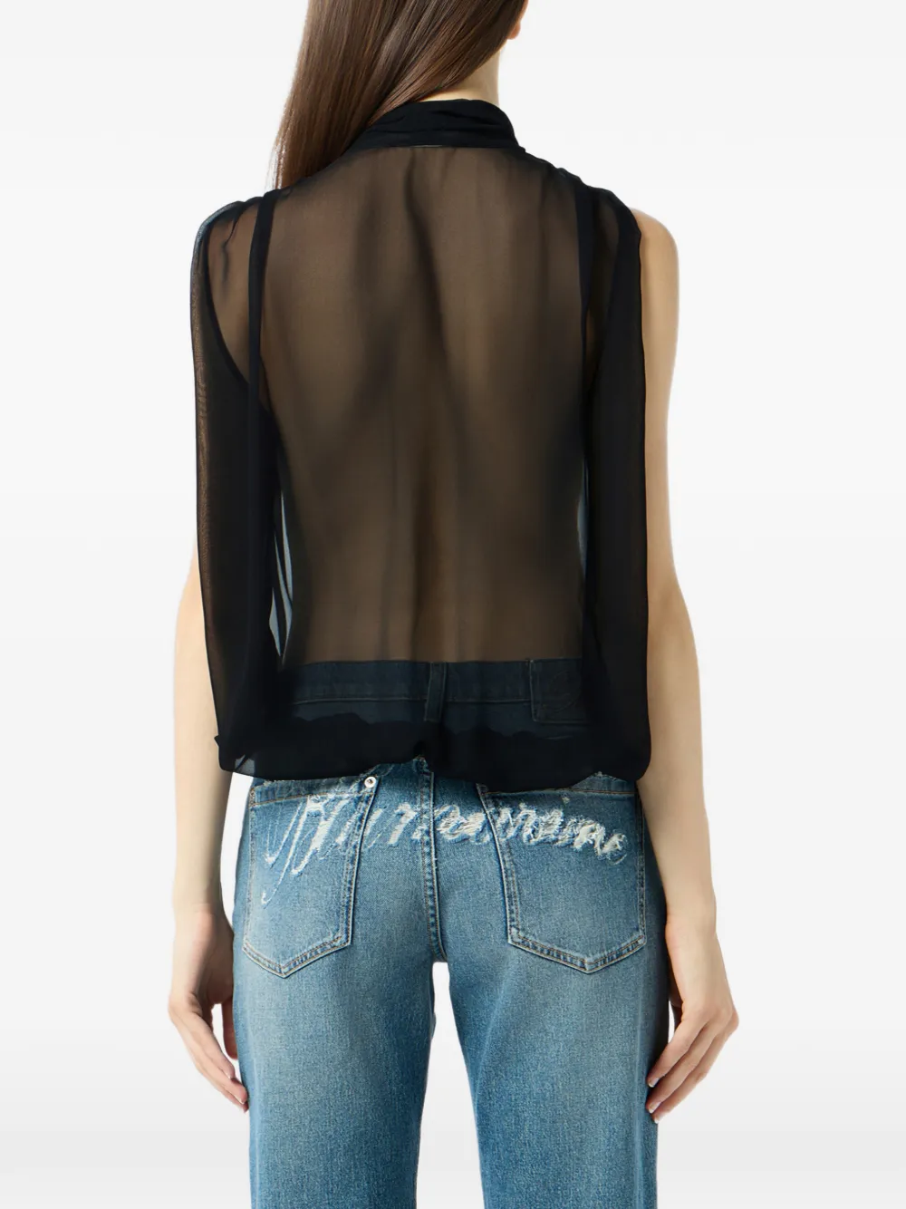 Blumarine Georgette sjerp top Zwart
