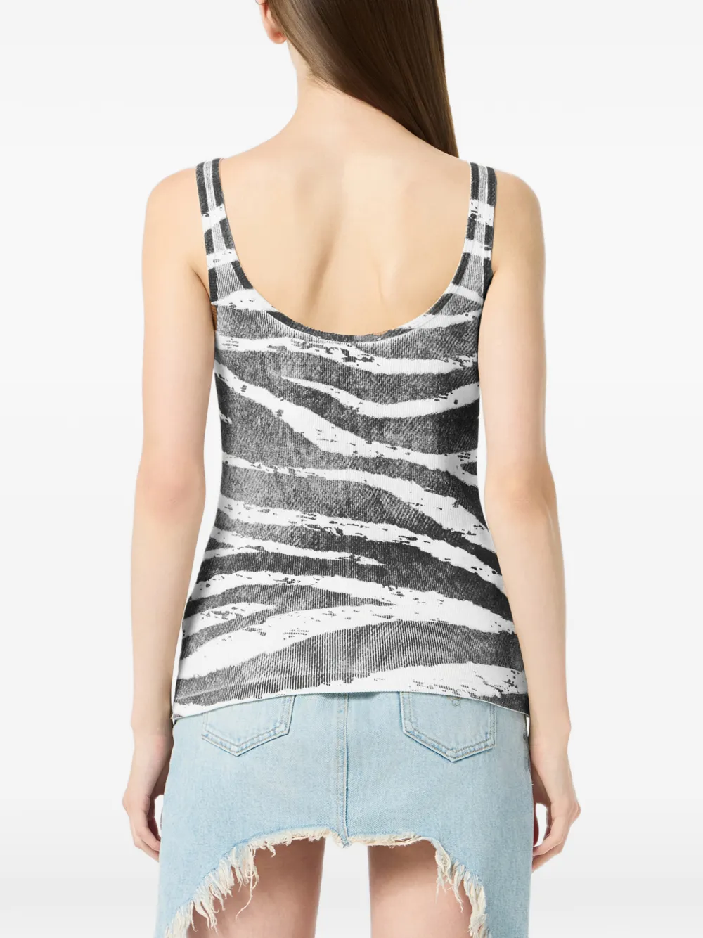 Zebra-Print Ribbed Top