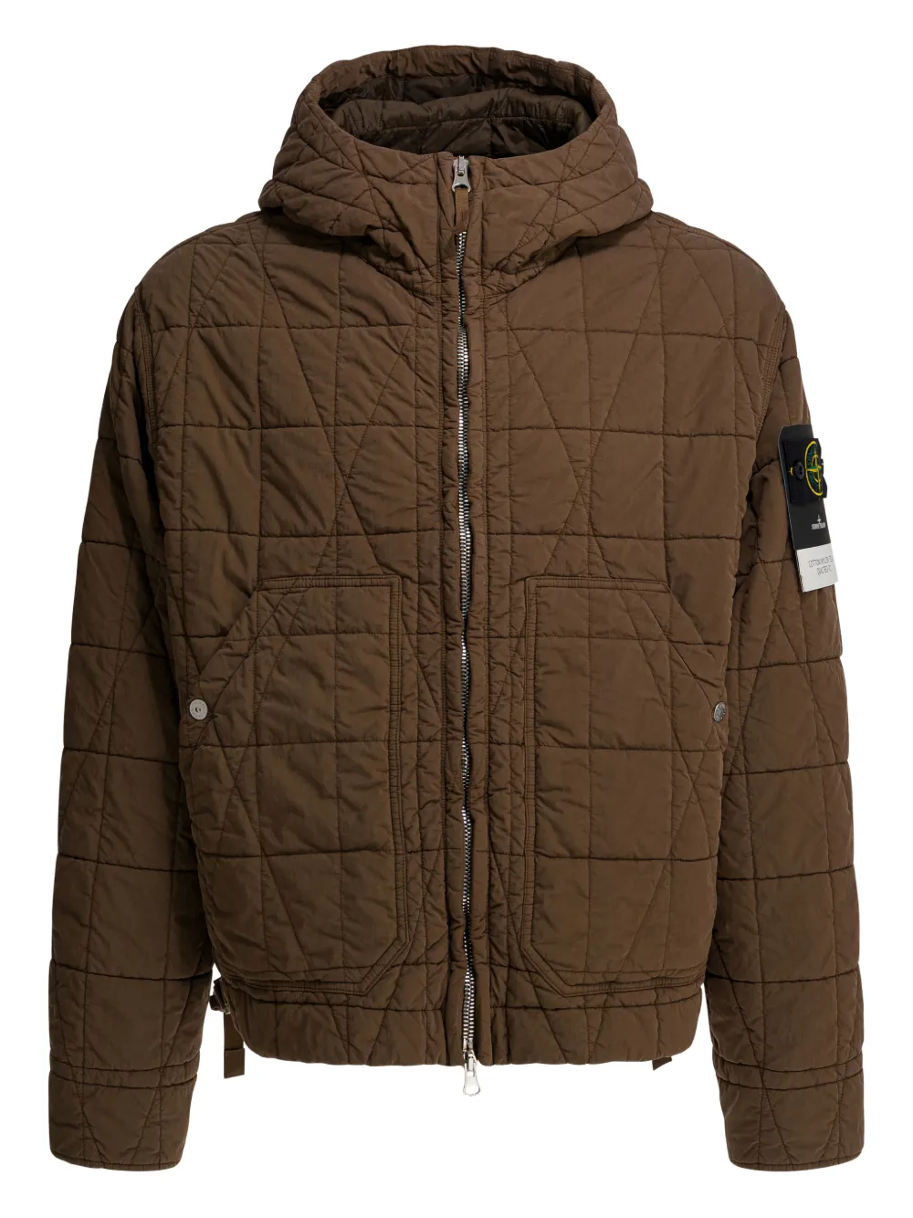 Stone Island quilted hooded jacket - Braun