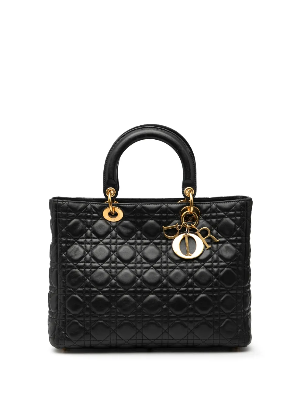 Christian Dior Pre-Owned 2008 Large Lambskin Cannage Lady Dior satchel - Nero