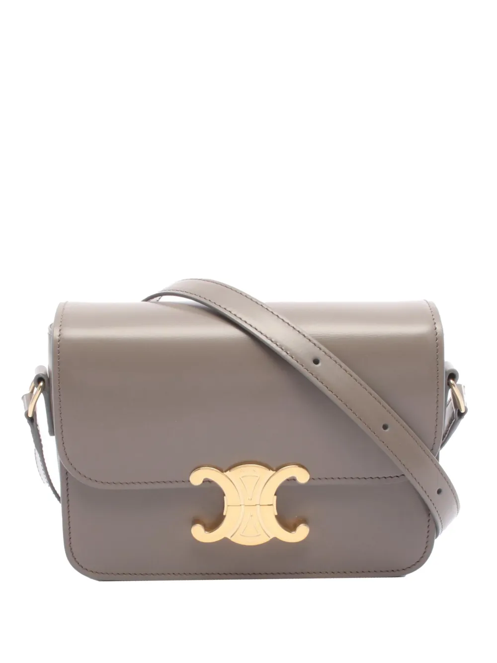 Celine Pre-Owned 2021-2025 Teen Shiny Calfskin Triomphe crossbody bag - Grigio