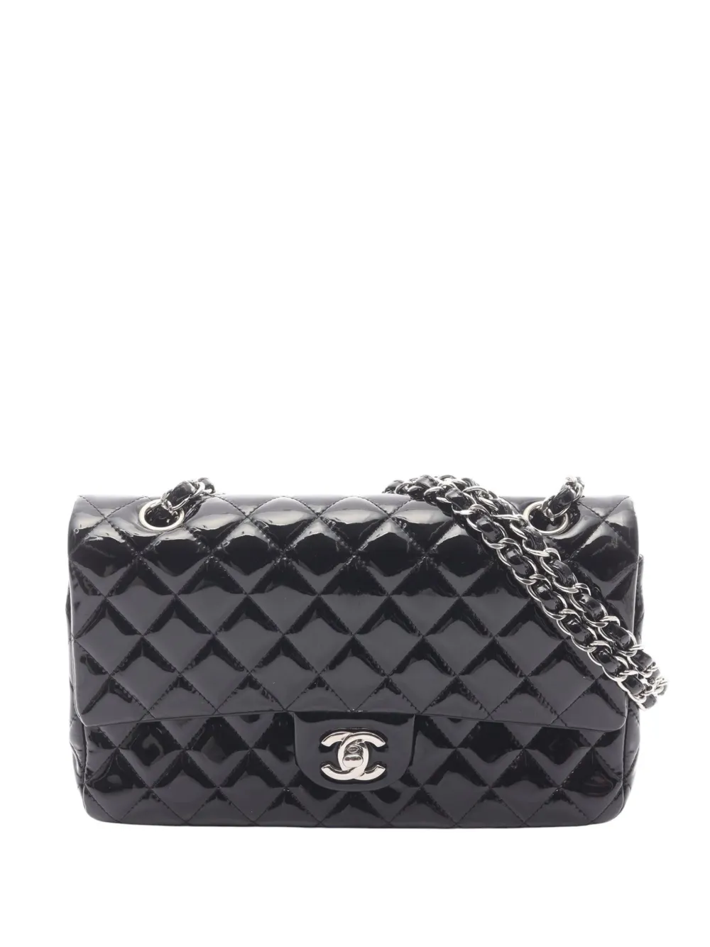 CHANEL Pre-Owned 2013-2014 Medium Classic Patent Double Flap shoulder bag - Nero