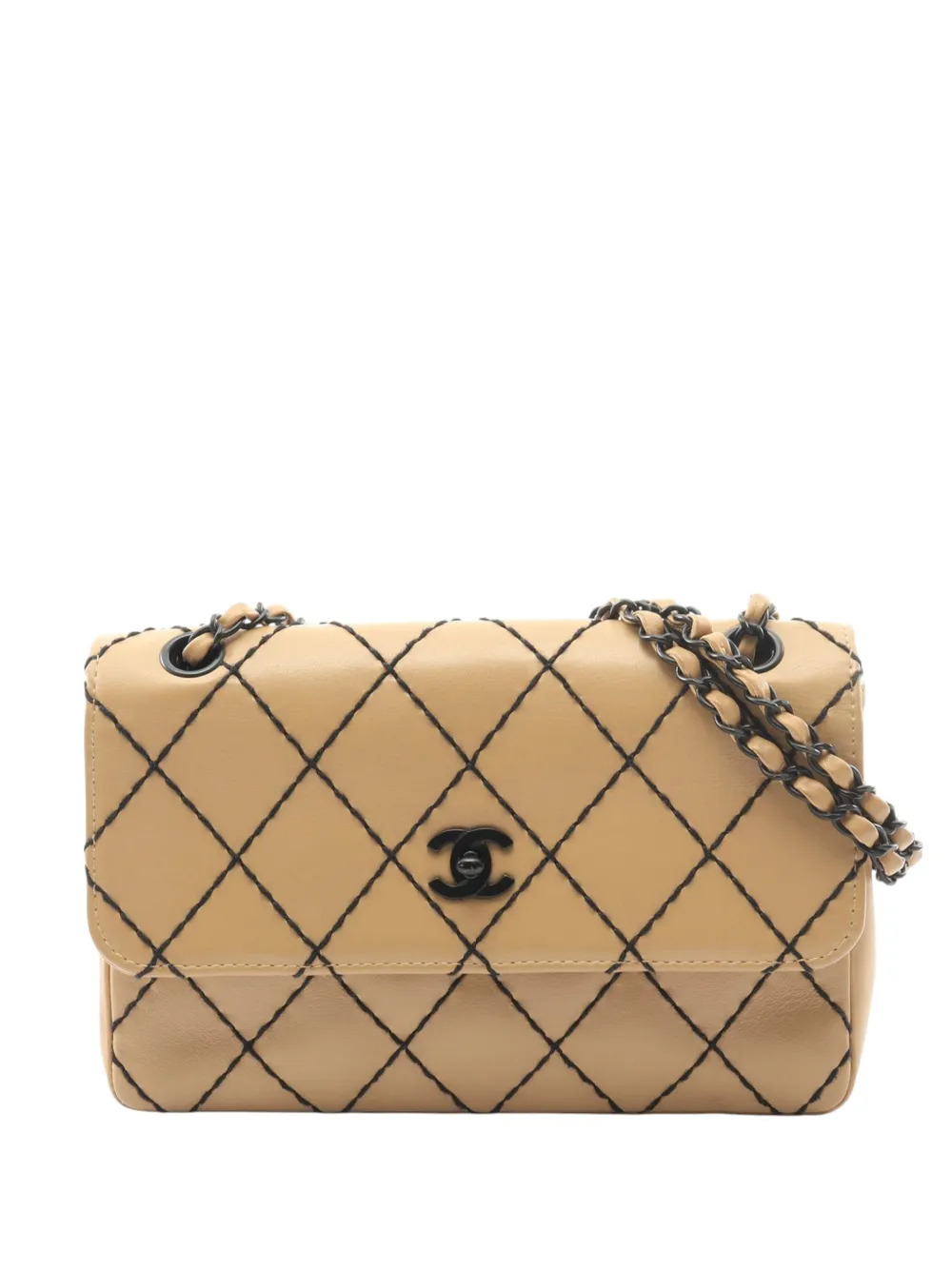 CHANEL Pre-Owned 2000-2002 CC Calfskin Wild Stitch Flap shoulder bag - Marrone
