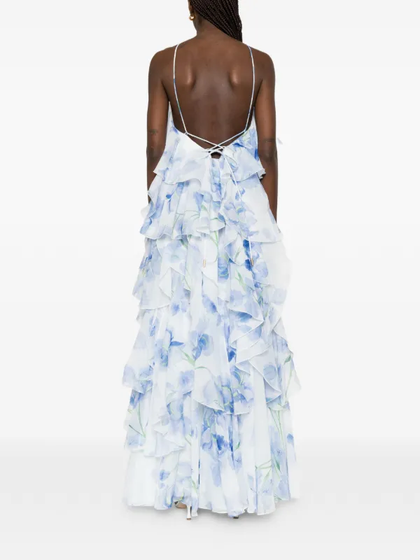 Aje Pandorea Layered Floral Maxi Dress | Blue | FARFETCH KW