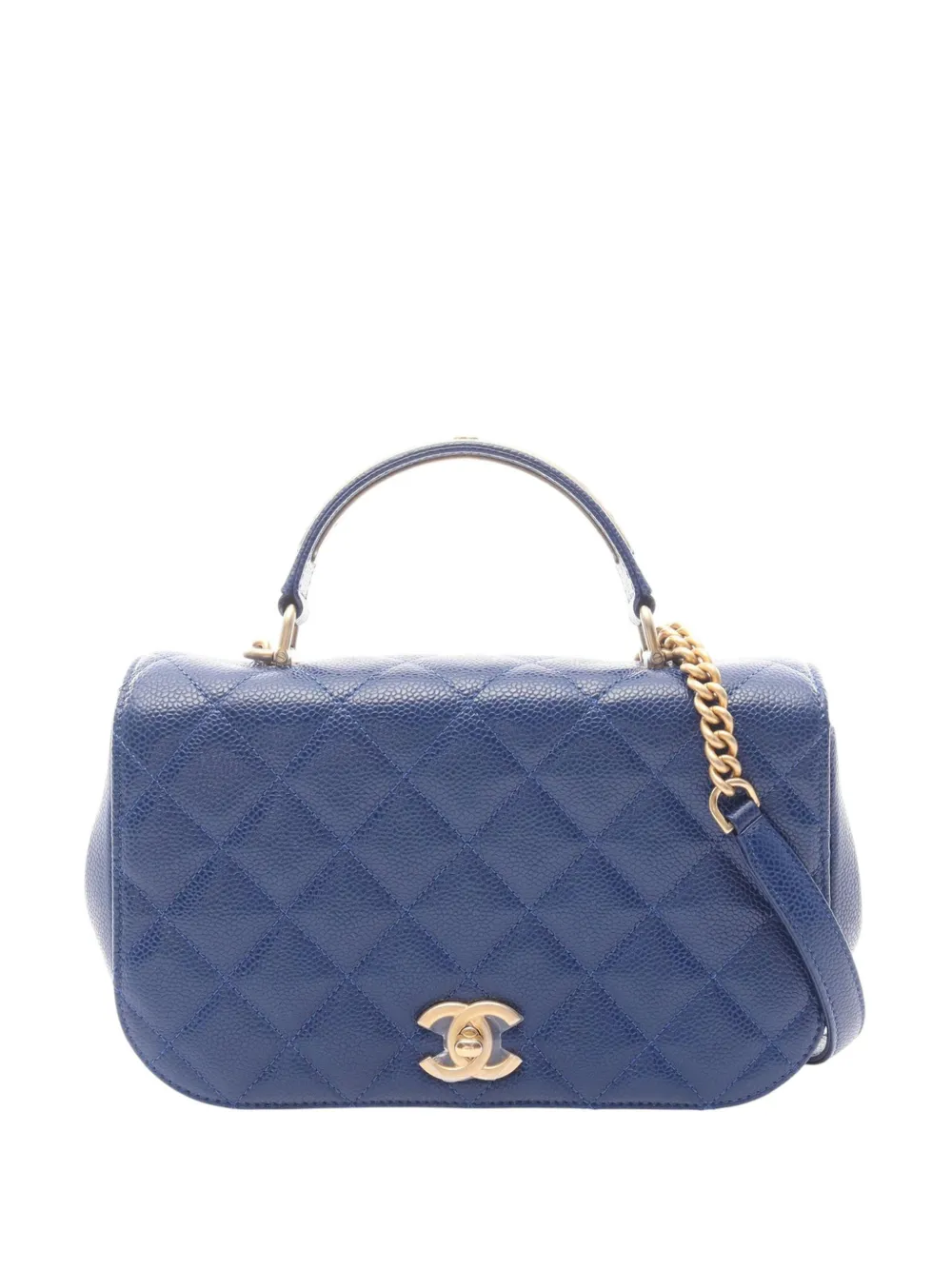 CHANEL Pre-Owned 2017-2018 Small Quilted Caviar Carry Around Flap satchel - Blu