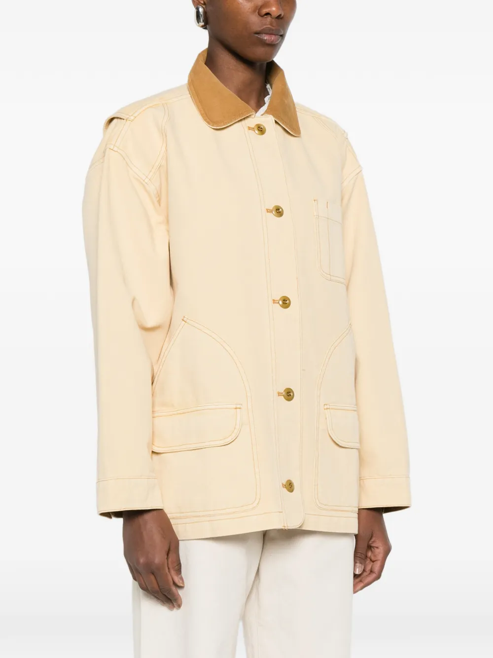  Dôen Pascual Contrast-collar Coat - Yellow 