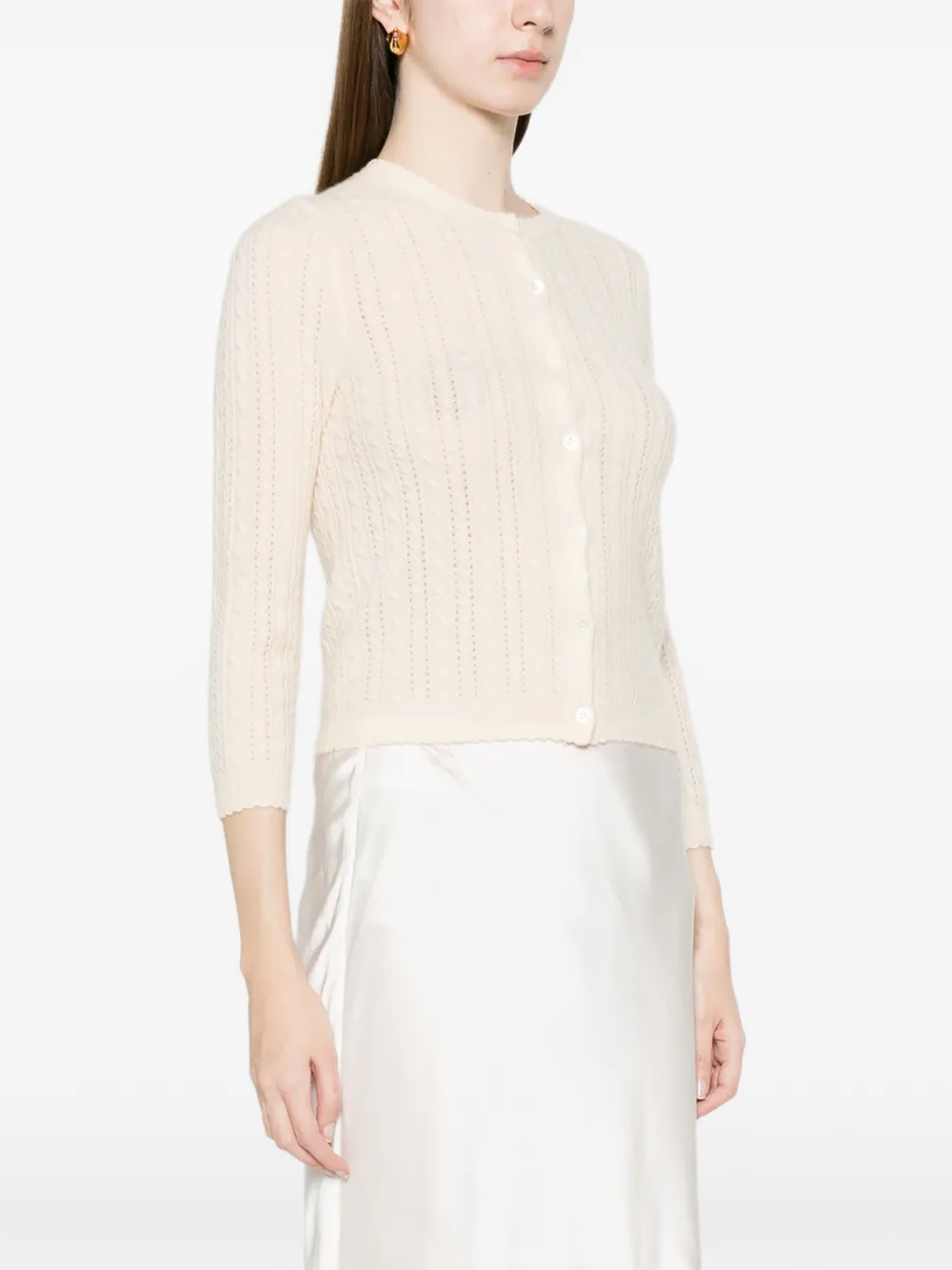  Dôen Danae Cable-knit Cardigan - Neutrals 