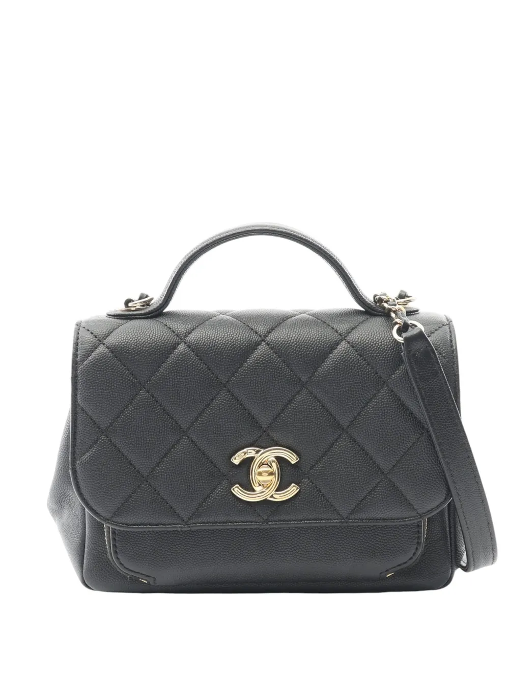 CHANEL Pre-Owned 2019 Small Caviar Business Affinity Top Handle Flap satchel - Nero