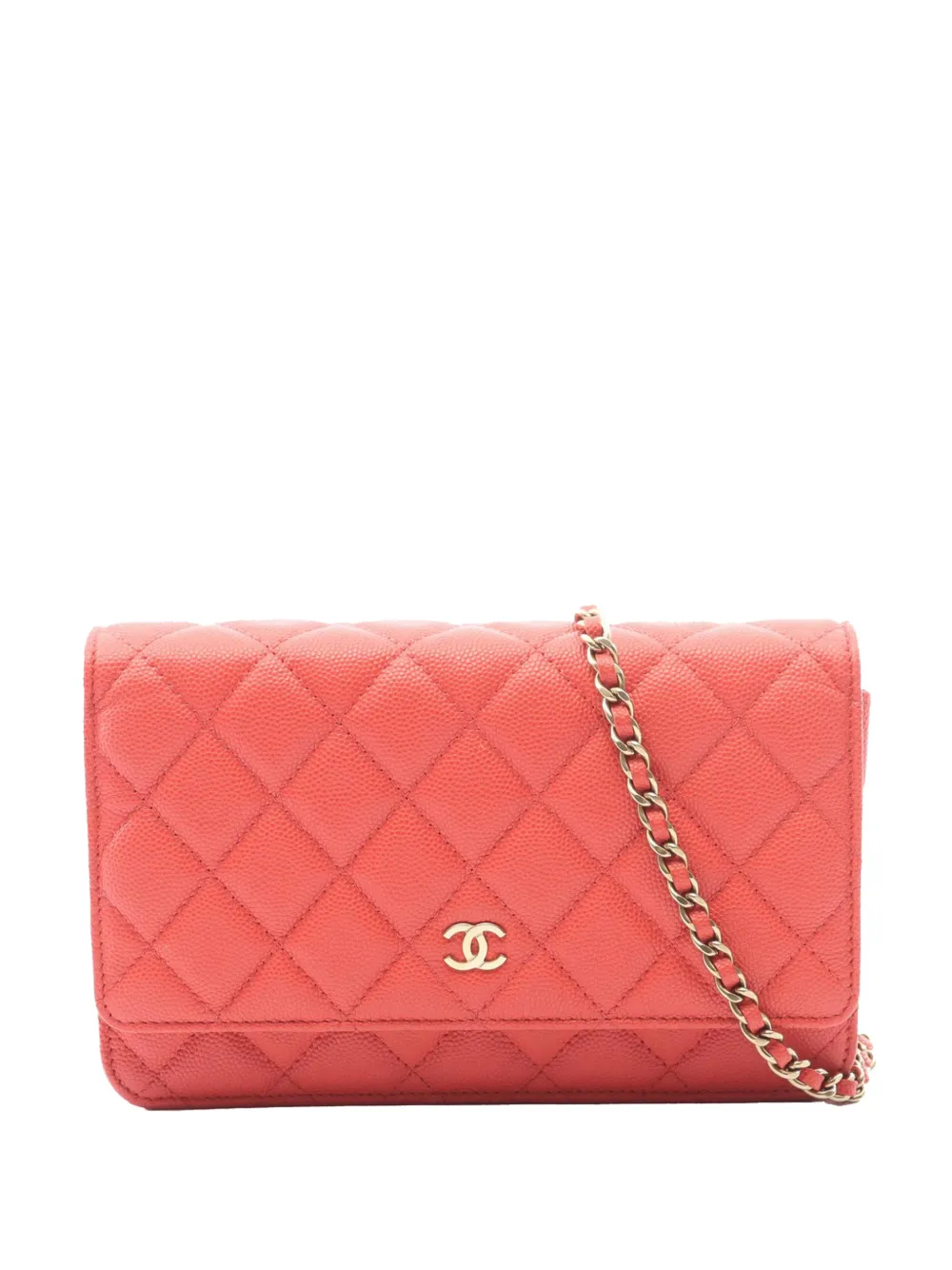 CHANEL Pre-Owned 2016 CC Quilted Caviar Wallet on Chain crossbody bag - Rosso