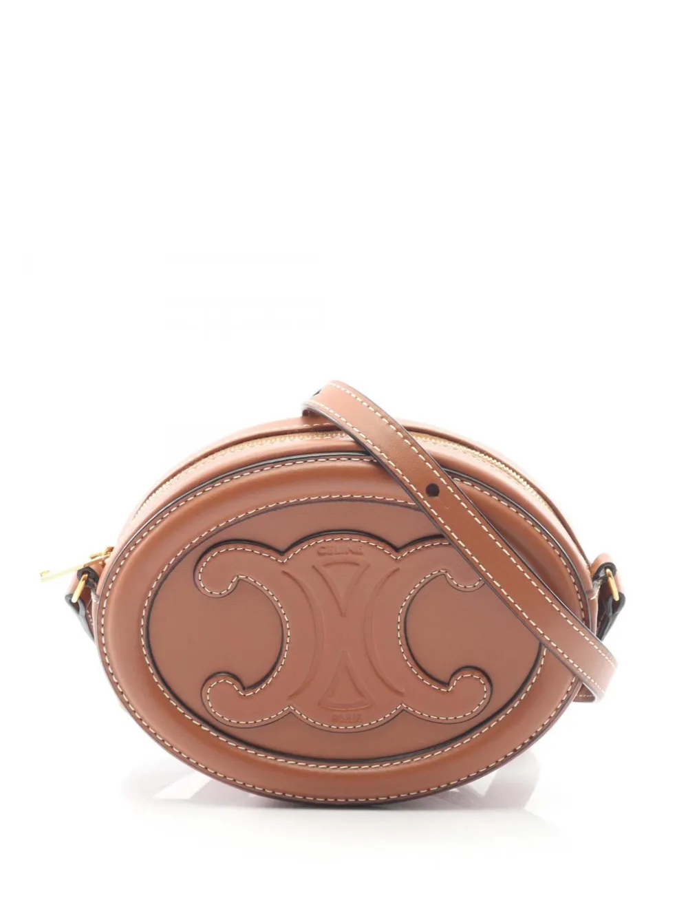 Celine Pre-Owned 2021-2025 Leather Triomphe Cuir crossbody bag - Marrone