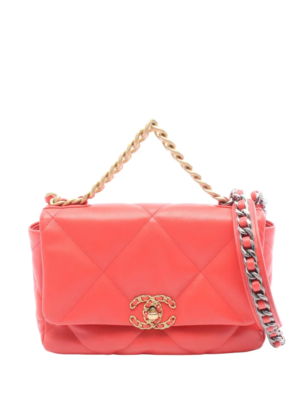 CHANEL Pre-Owned 2020 Medium Lambskin 19 Flap satchel - Rosso