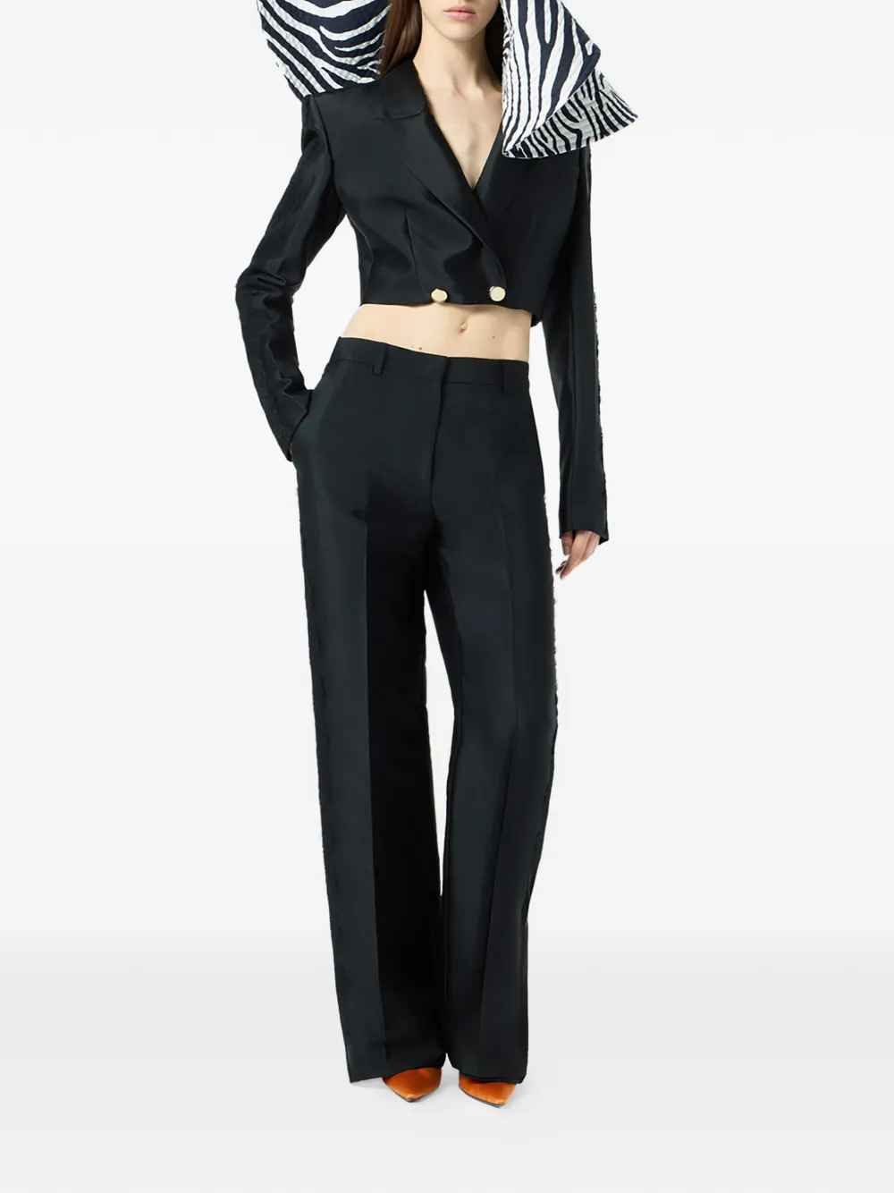 Blumarine Jack met diagonaal kant Zwart