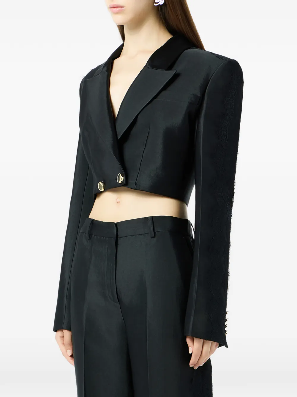 Blumarine Jack met diagonaal kant Zwart