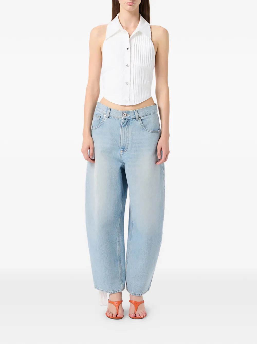 Blumarine collared pleated top - Wit