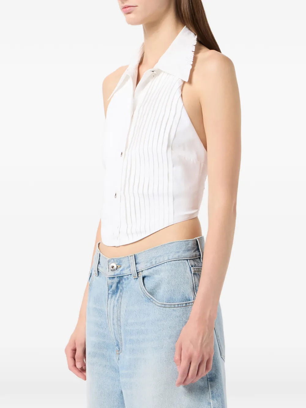 Blumarine Geplooide top met kraag Wit