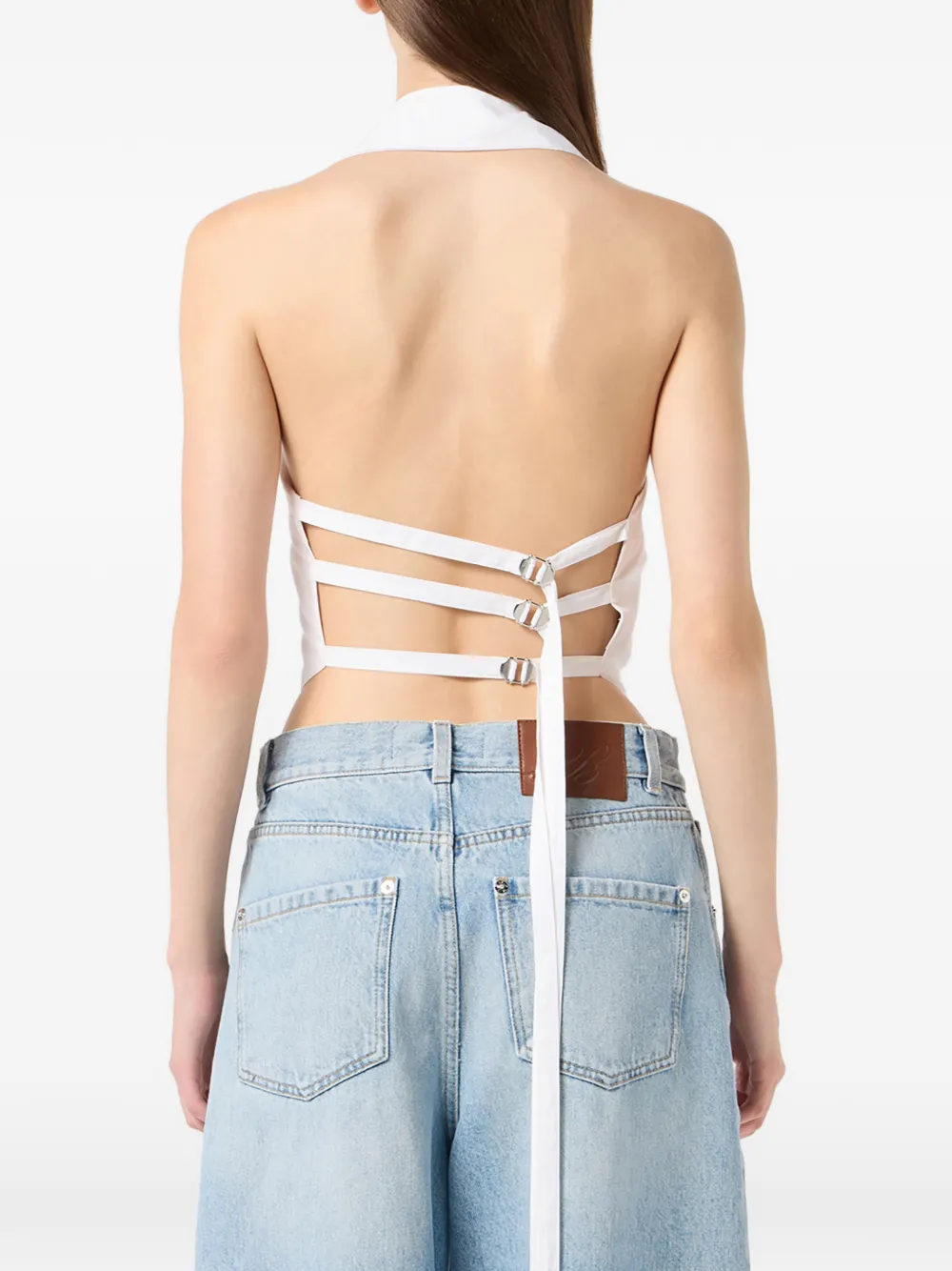 Blumarine Geplooide top met kraag Wit