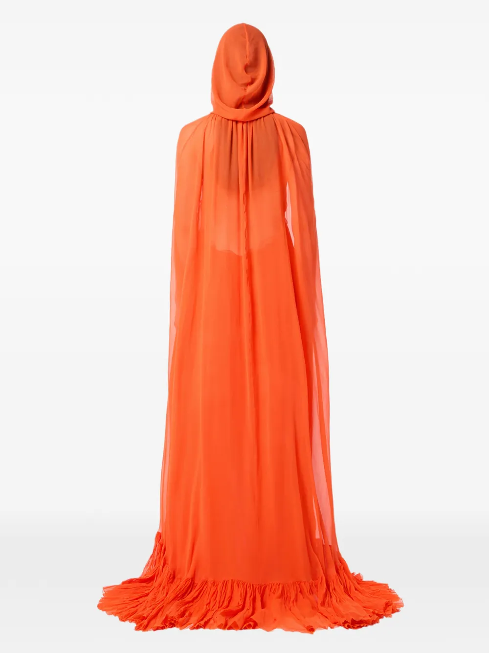  Blumarine Hooded Ruffled Cape - Orange 