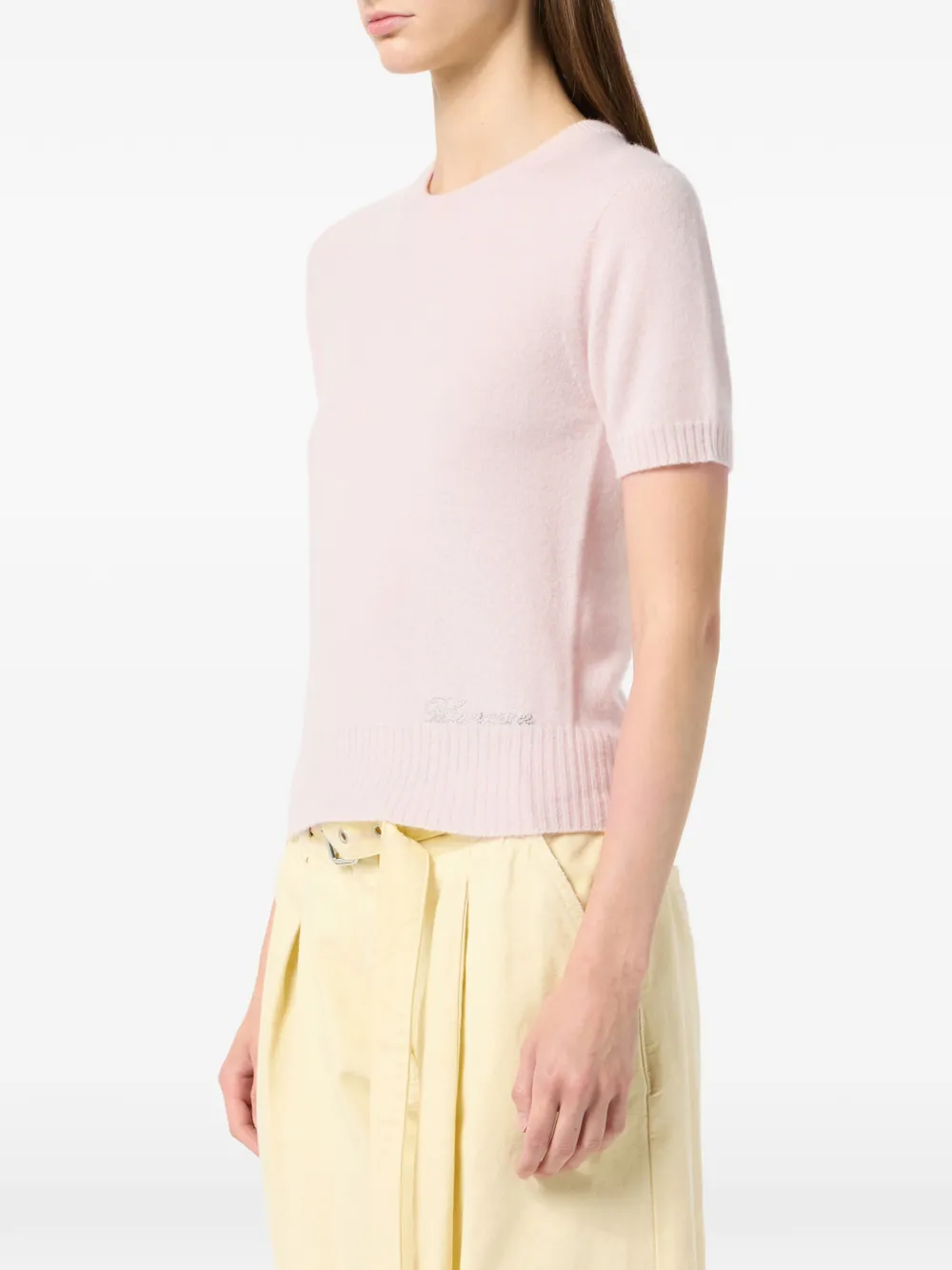 Blumarine T-shirt met geborduurd logo Roze