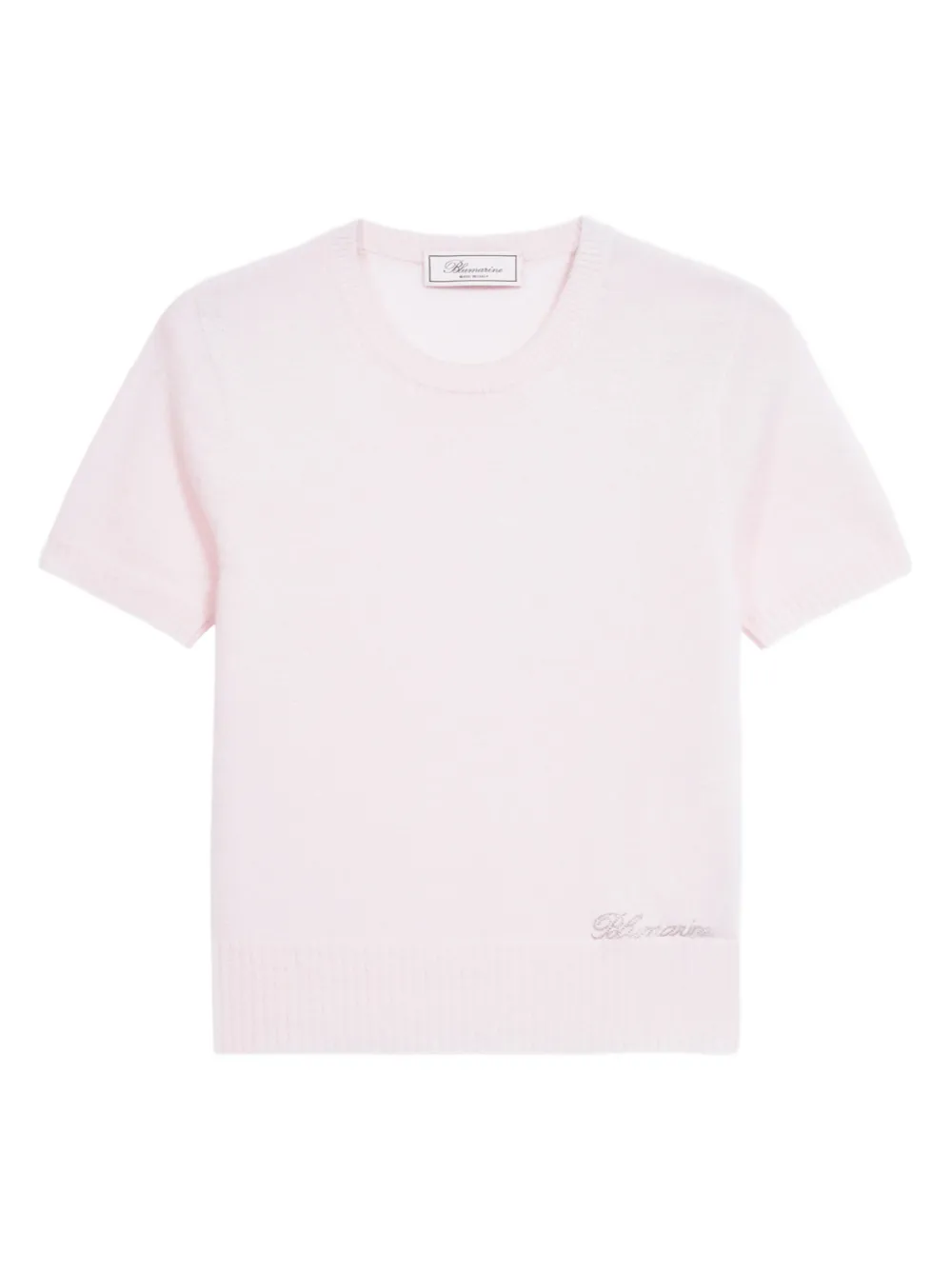 Blumarine logo-embroidered round-neck T-shirt - Rosa