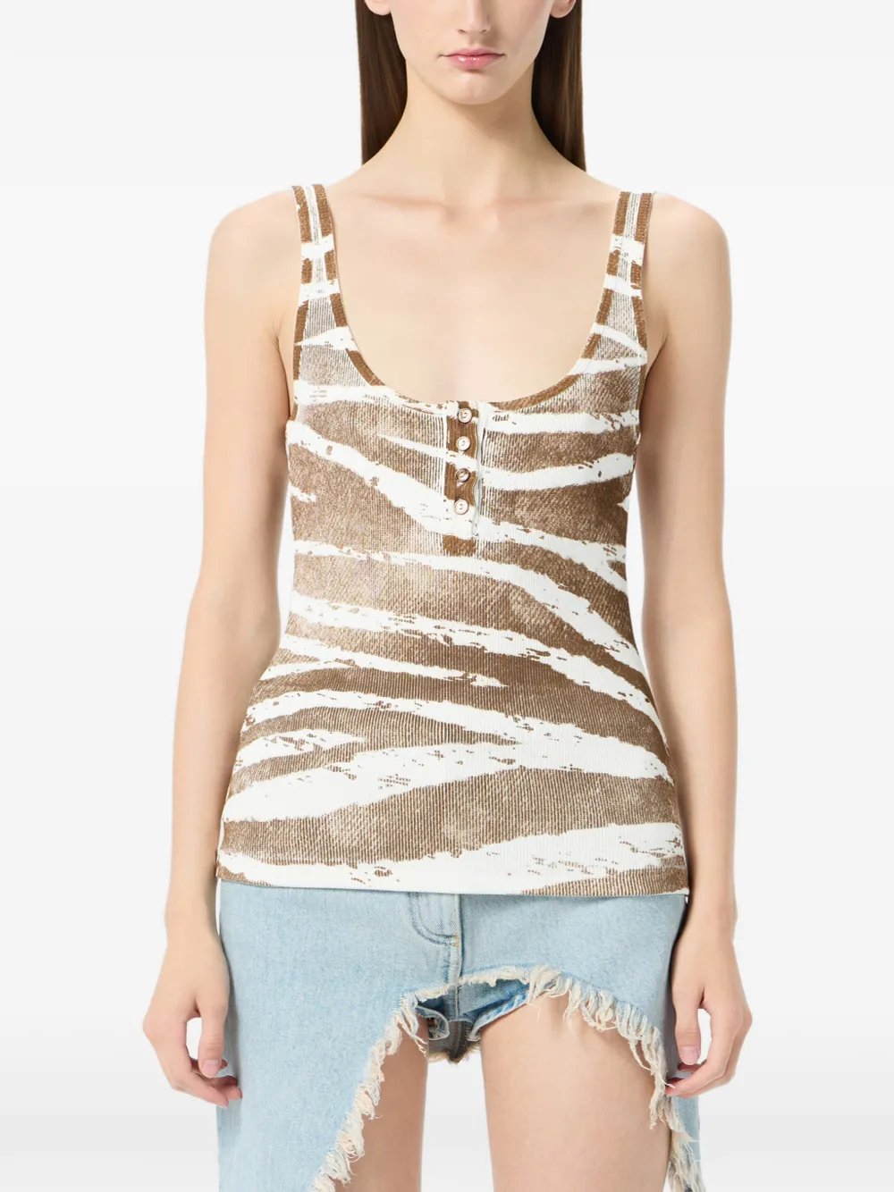  Blumarine Zebra-print Top - White 
