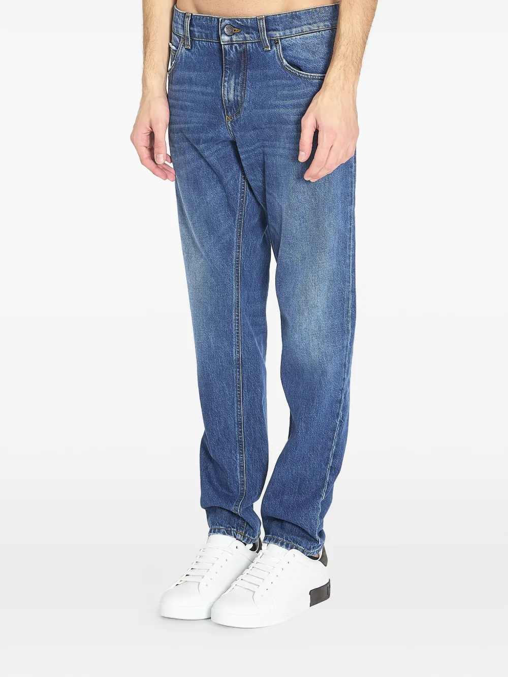 Dolce & Gabbana logo-plaque denim jeans - Blauw