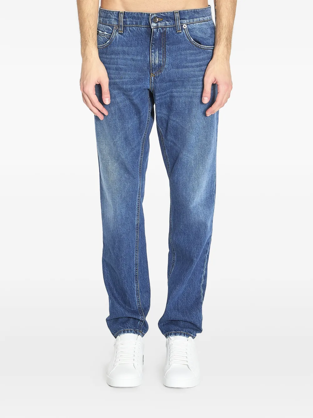 Dolce & Gabbana logo-plaque denim jeans - Blu
