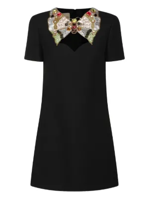 Valentino Garavani レオパード ミニドレス | ブラック | FARFETCH JP