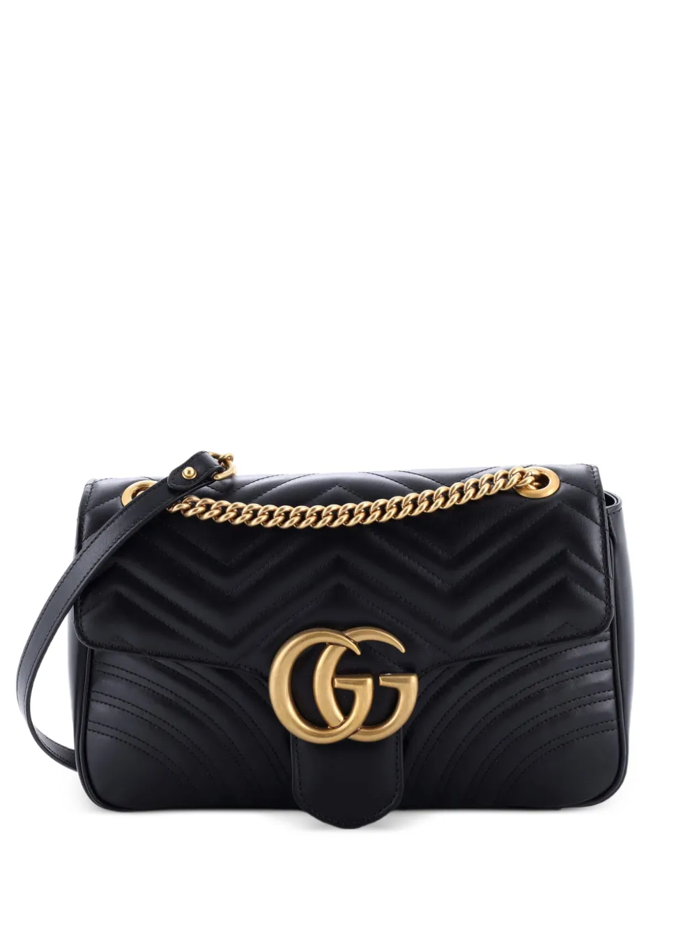 Gucci Pre-Owned GG Marmont Flap Bag Matelasse Leather Medium shoulder bag - Nero