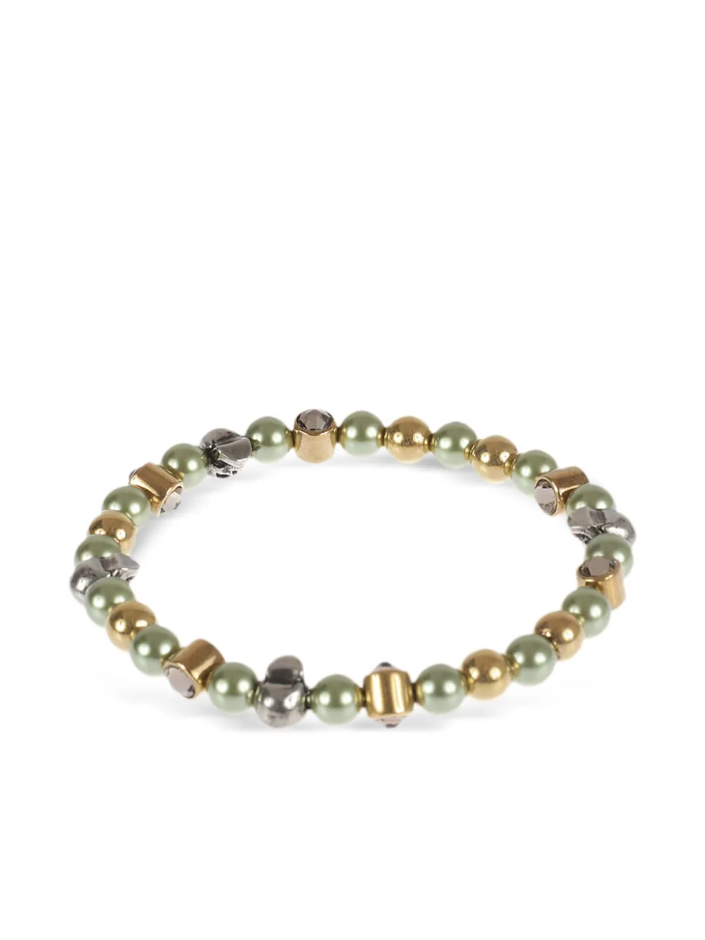 Alexander McQueen skull beaded bracelet - Groen