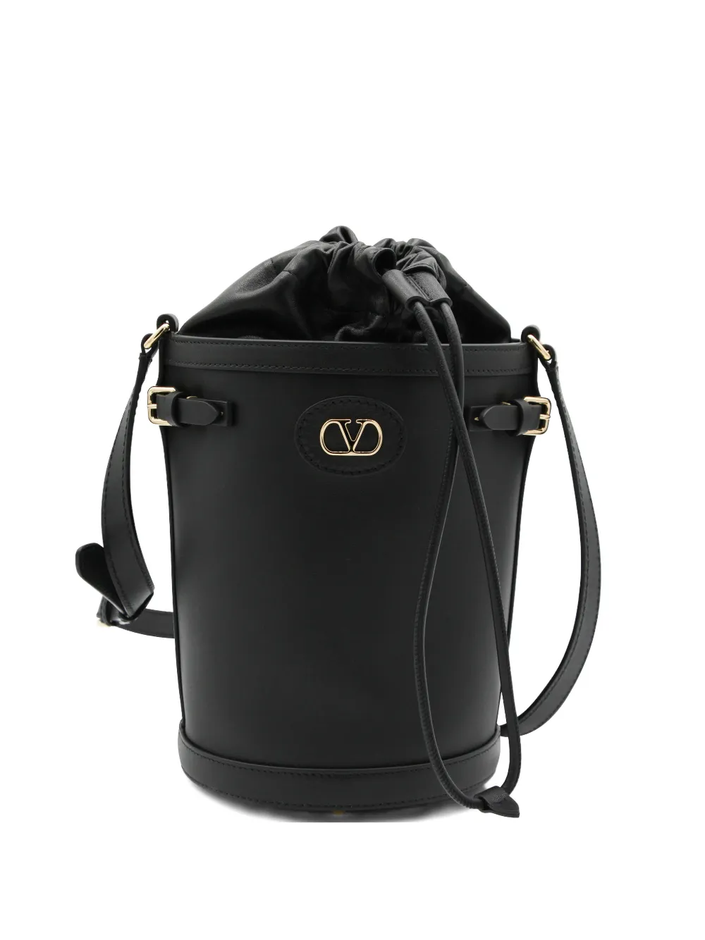 Valentino Garavani logo-buckle bucket bag - Nero