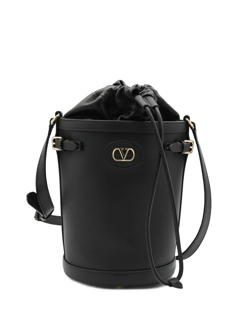 Valentino Garavani logo-buckle bucket bag - Nero