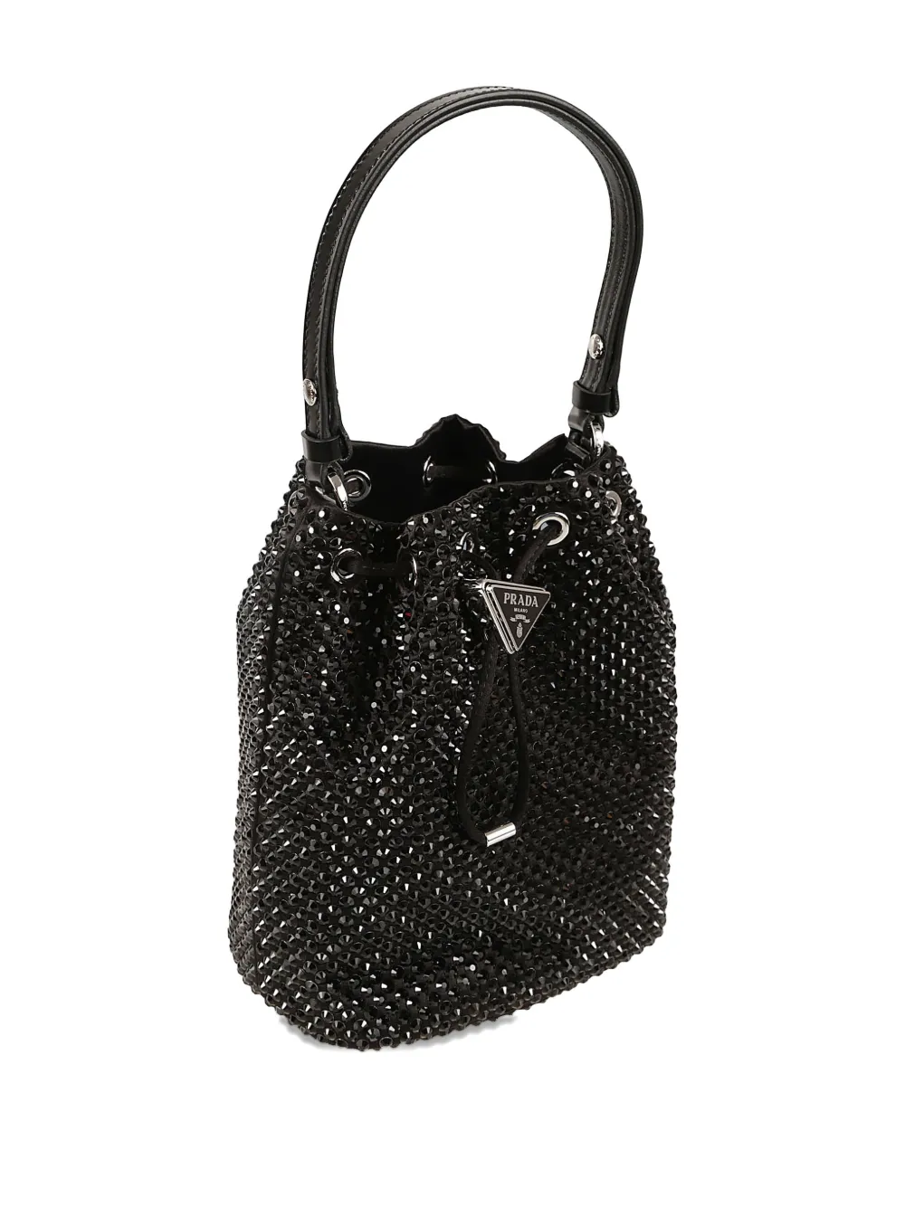  Prada Embellished Bucket Bag - Black 