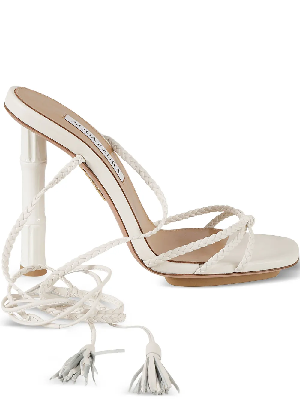 Aquazzura Wild Bamboo braided tassel sandals - Bianco