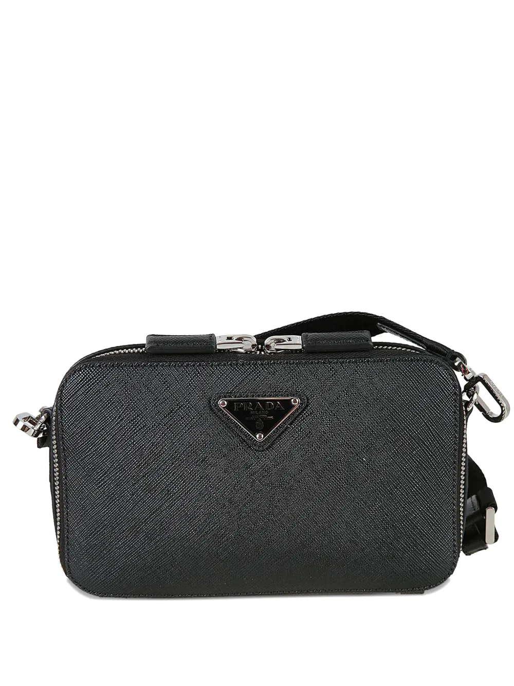 Prada logo-plaque top-zip shoulder bag - Nero