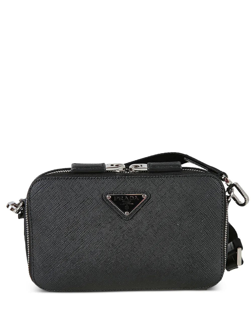 Prada logo-plaque top-zip shoulder bag - Nero