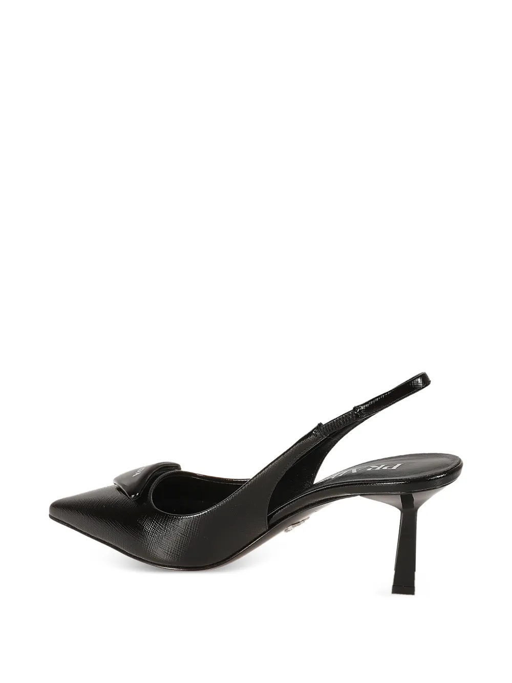 Prada Pumps met triangel hak en logo Zwart