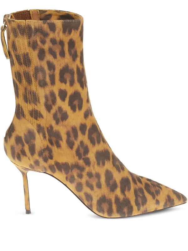 Aquazzura Montmartre Leopard-print Point-toe Ankle Boots in Brown