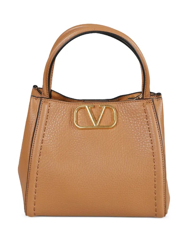 Valentino Garavani Medium Alltime Logo-detail Tote Bag in Brown