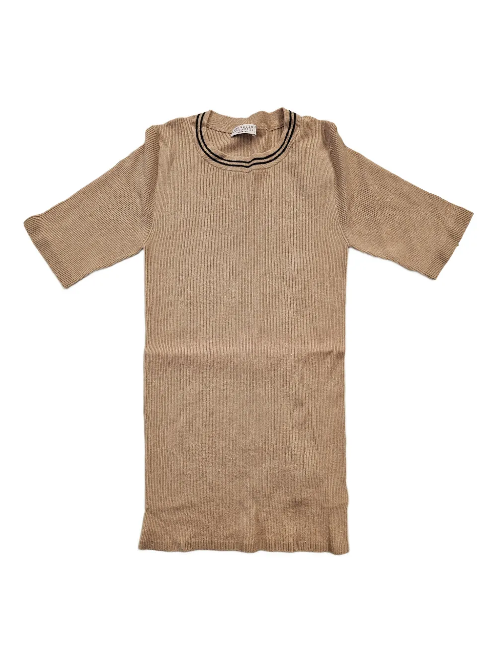 Brunello Cucinelli striped ribbed T-shirt - Nude