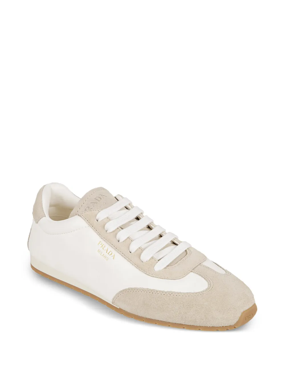 Prada lace-up round-toe sneakers - Wit