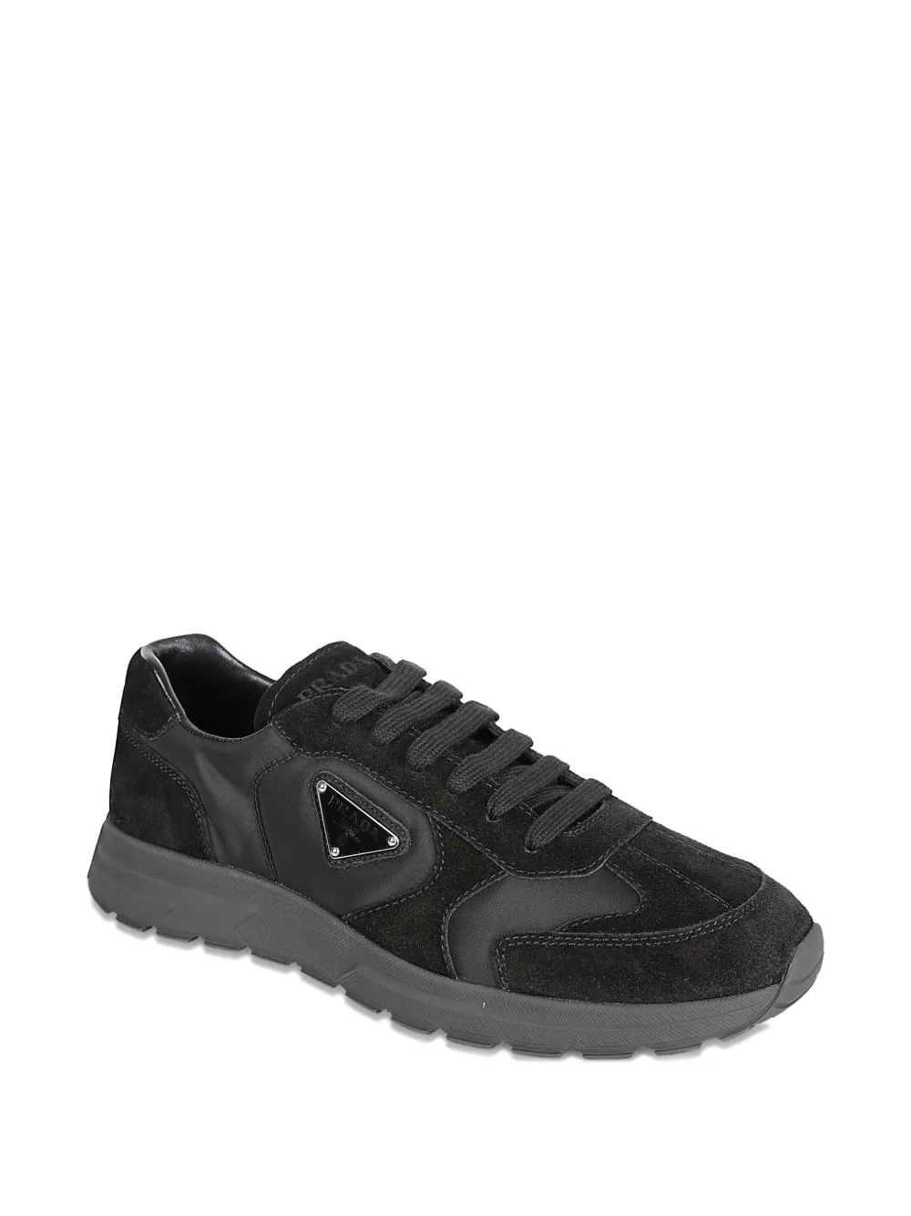 Prada panelled triangle logo sneakers Zwart