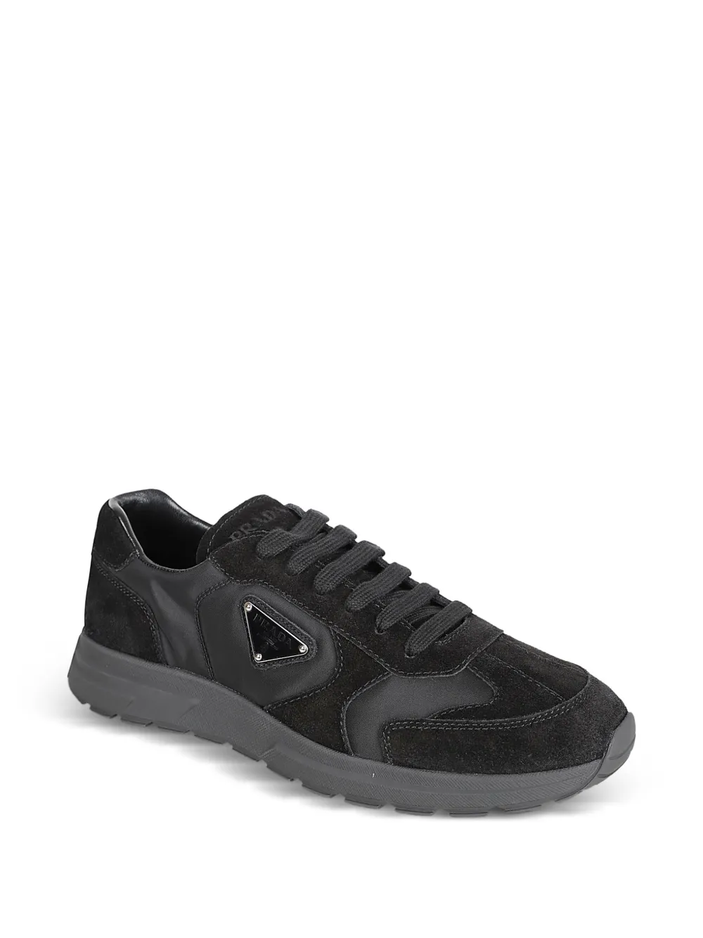 Prada Sneakers met vlakken en logo Zwart