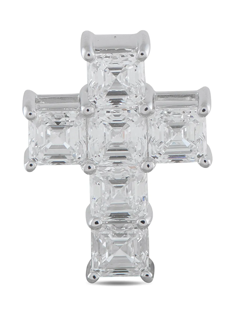 LB Exclusive ascher-cut diamond cross pendant - Argento