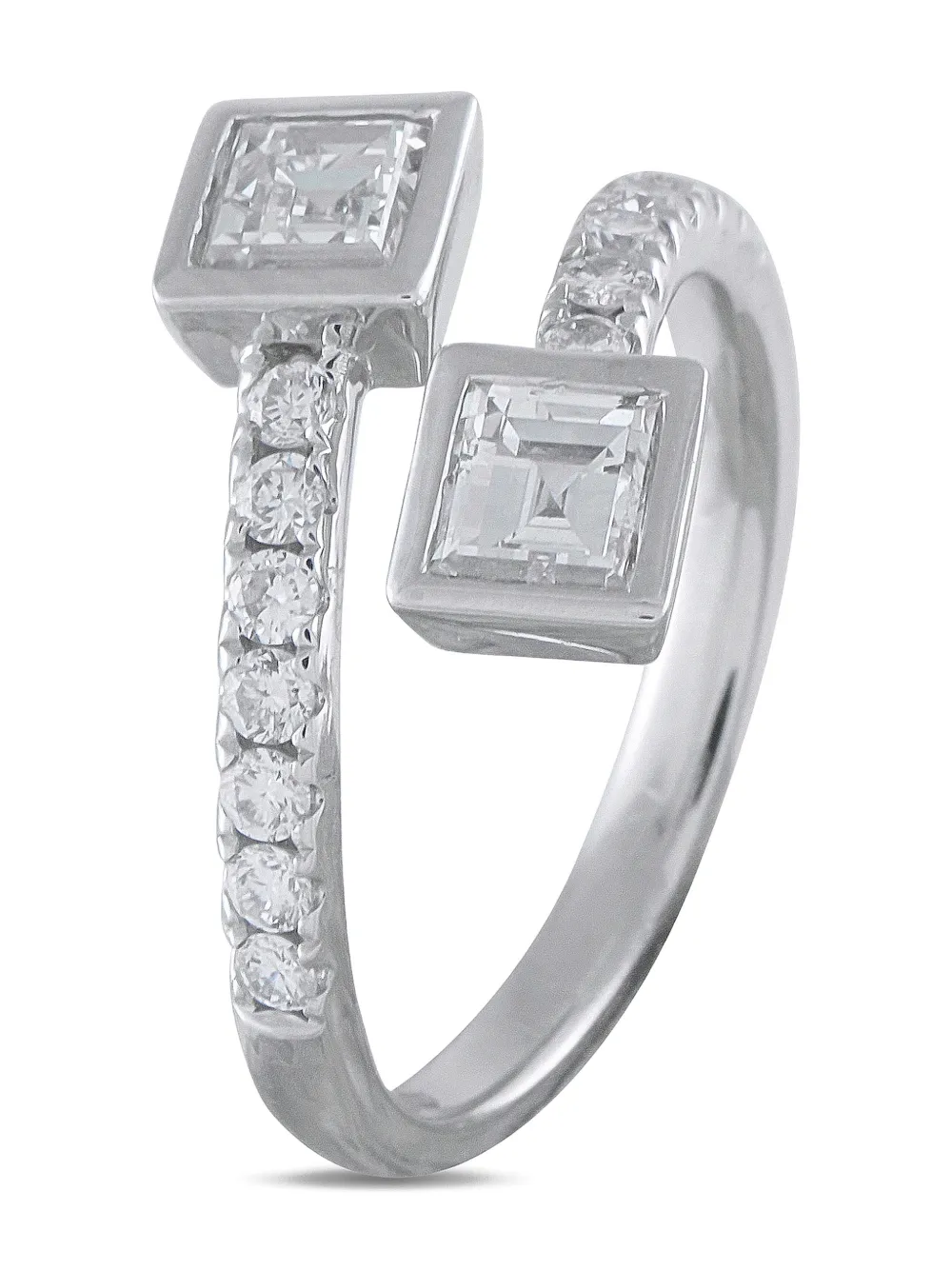 LB Exclusive diamond white gold bypass ring - Silber